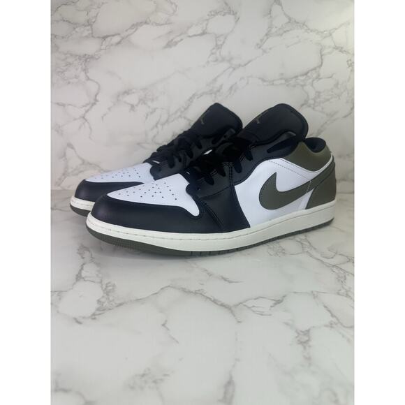 Nike Air Jordan 1 Retro Low Black Toe Medium Olive Green New 553558-092 sz 14 - Picture 1 of 5